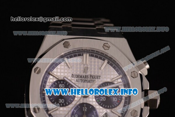 Audemars Piguet Royal Oak QE II CUP 2015 Limited Edition Chrono Swiss Valjoux 7750 Automatic Stainless Steel Case/Bracelet with White Dial Stick Markers - Blue Subdial (EF) - Click Image to Close